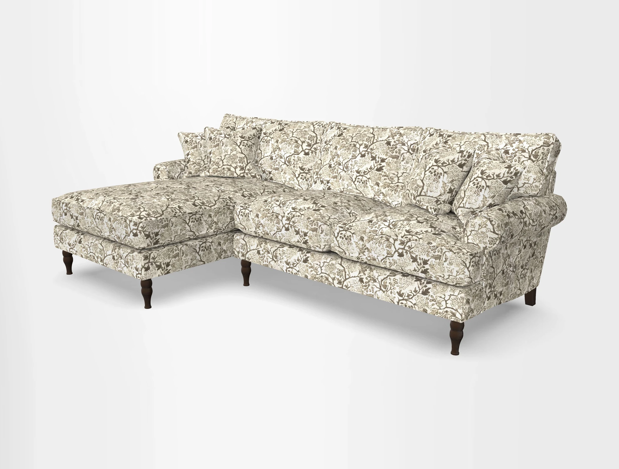 Cooksbridge chaise sofa LHF in Two Tone Plain Biscuit
