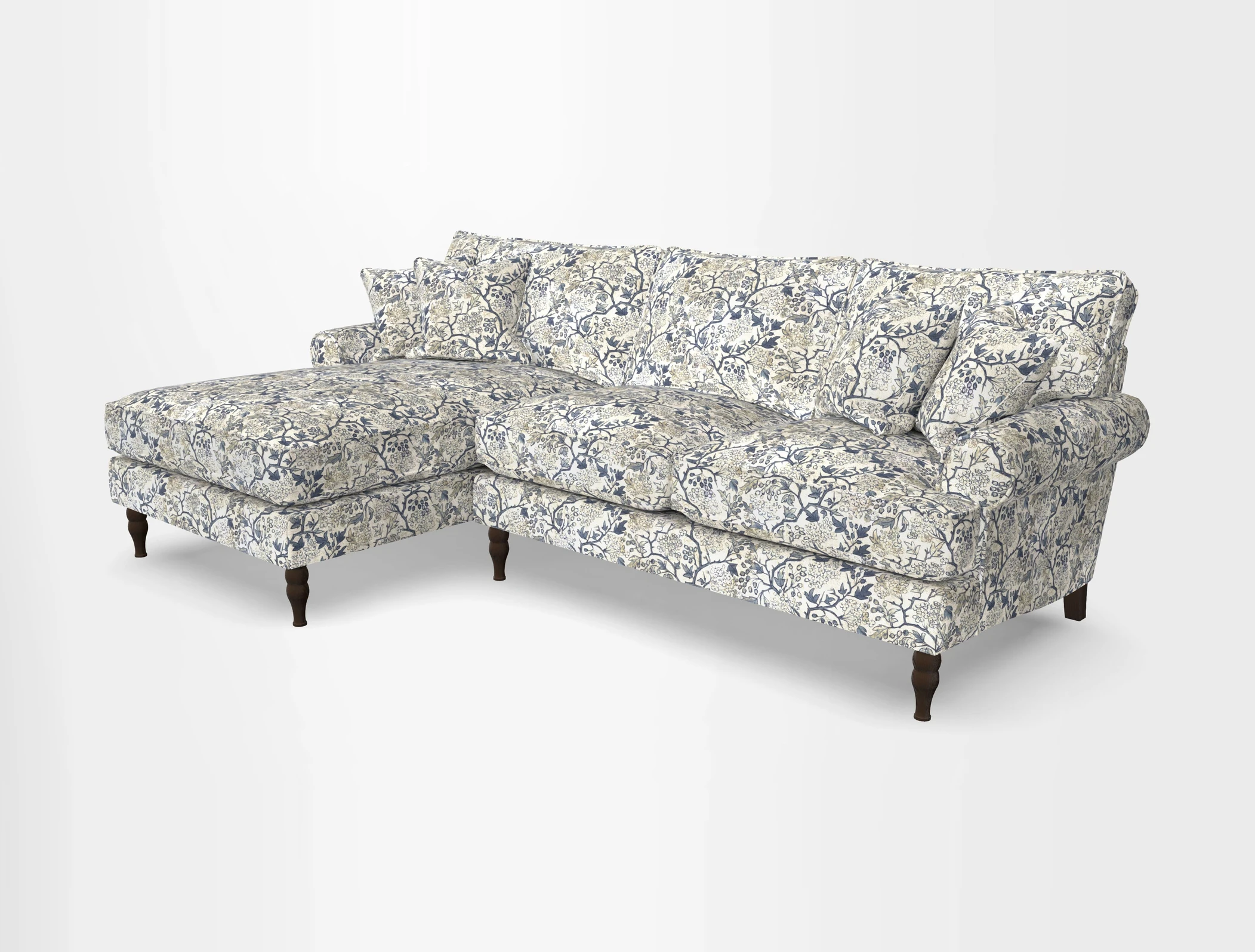 Cooksbridge chaise sofa LHF in Two Tone Plain Biscuit