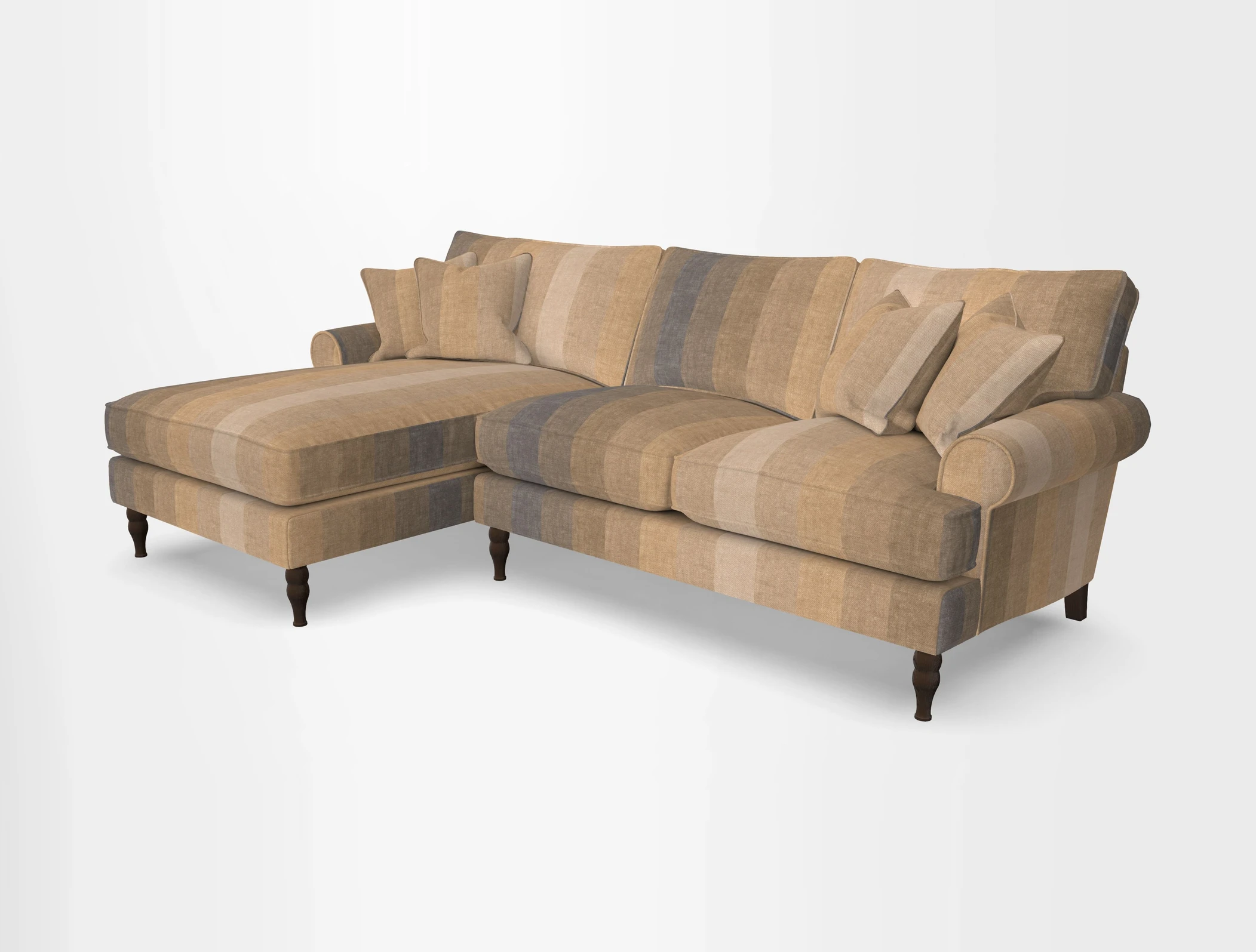 Cooksbridge chaise sofa LHF in Two Tone Plain Biscuit