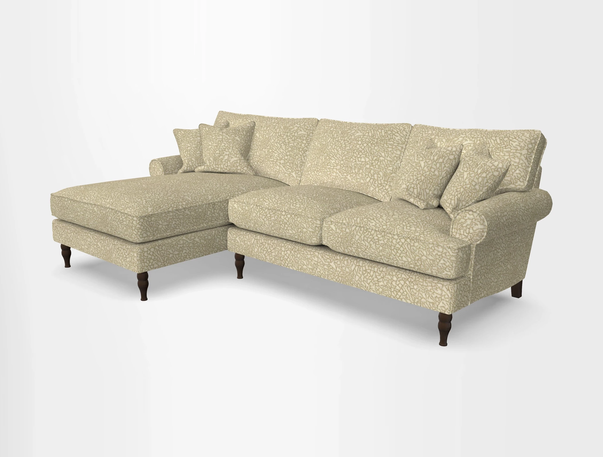 Cooksbridge chaise sofa LHF in Two Tone Plain Biscuit
