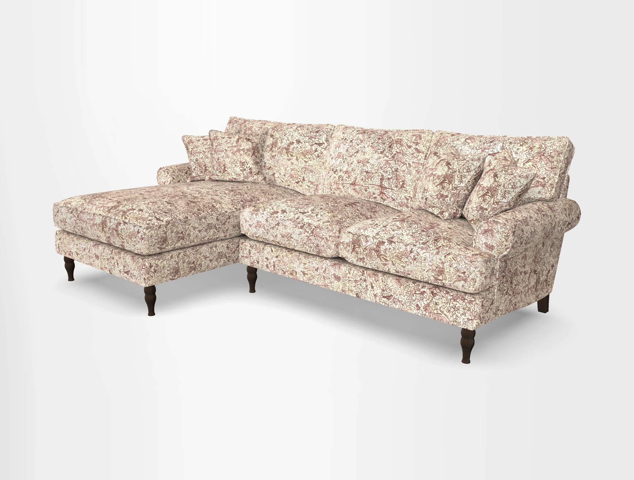 Cooksbridge chaise sofa LHF in Two Tone Plain Biscuit