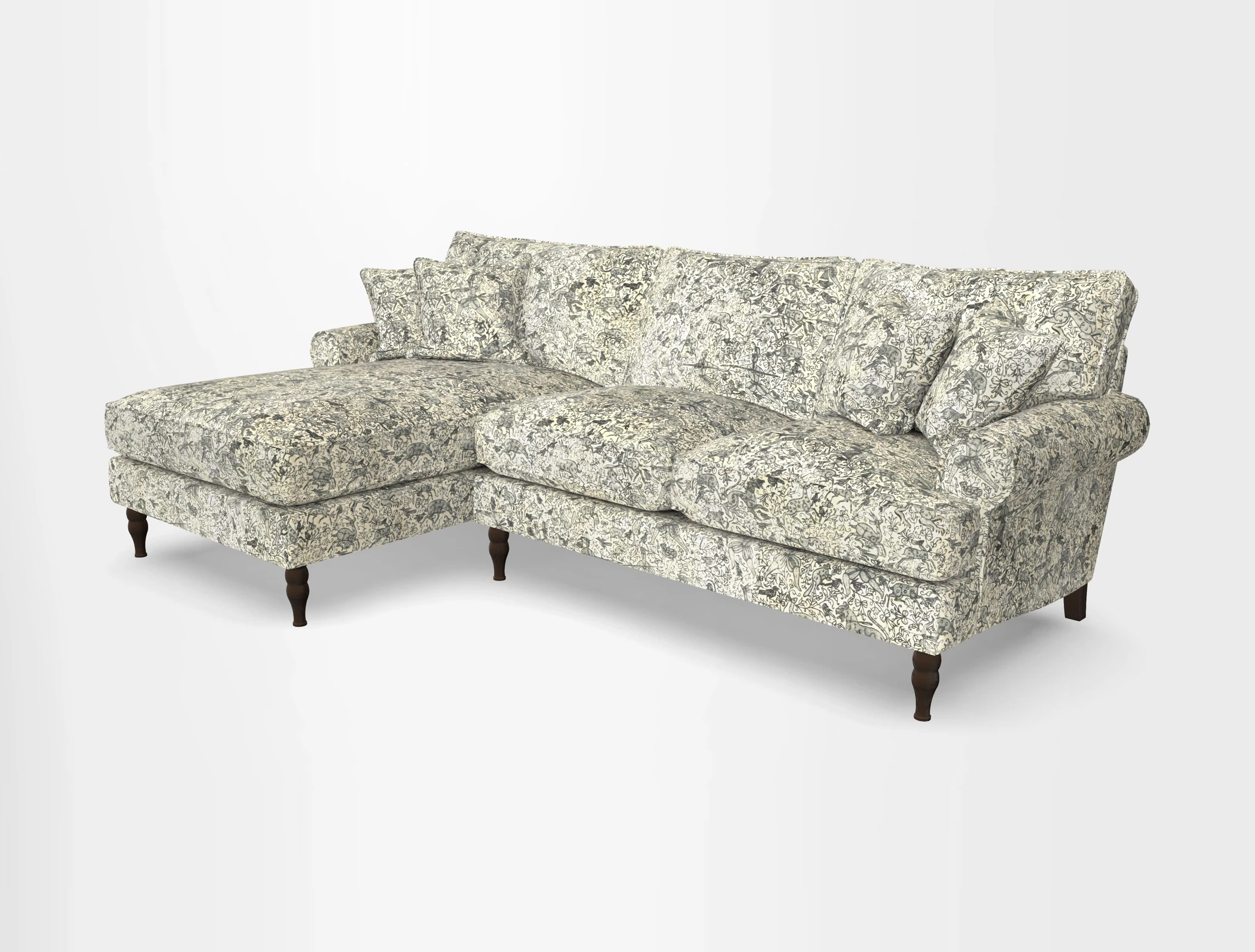 Cooksbridge chaise sofa LHF in Two Tone Plain Biscuit