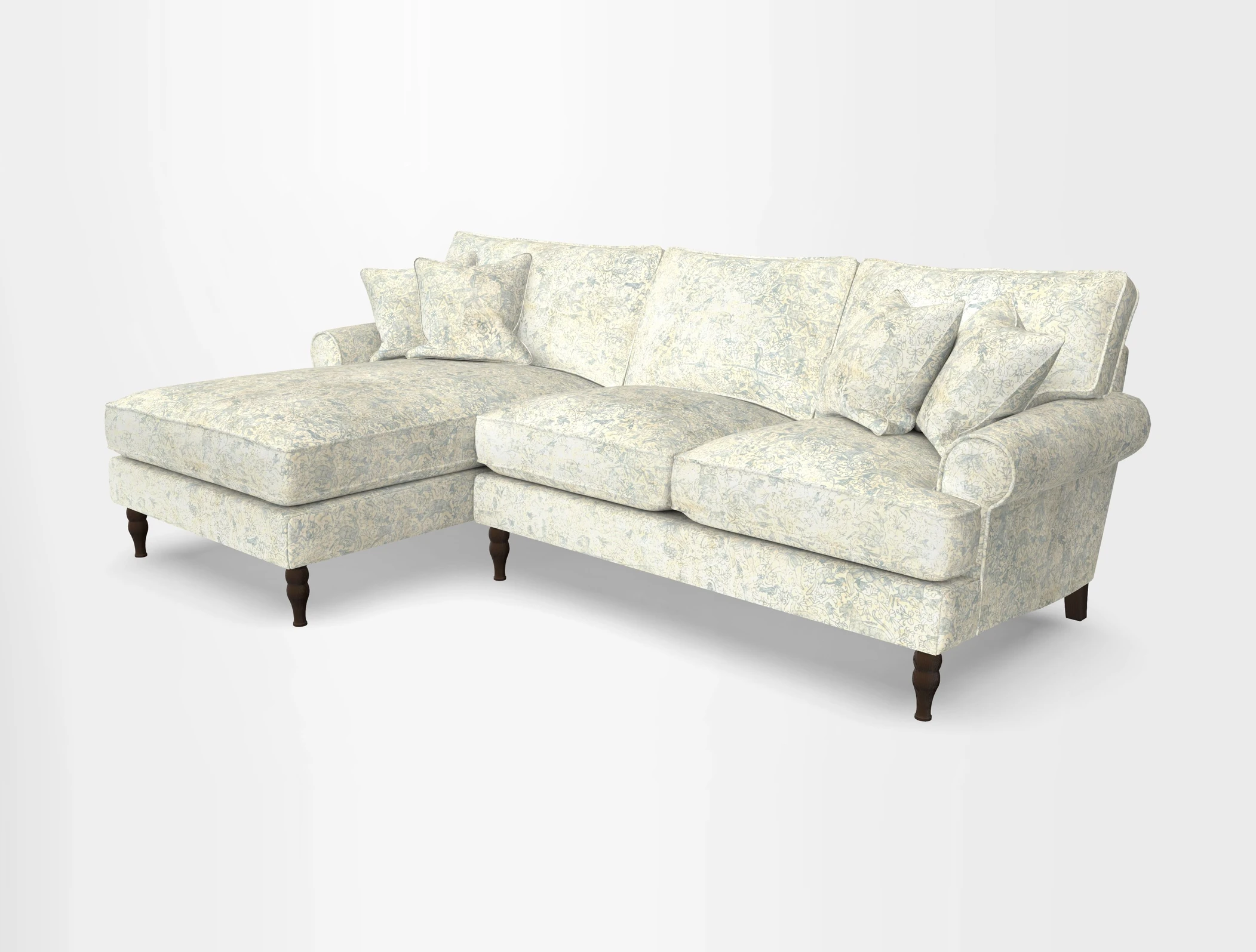 Cooksbridge chaise sofa LHF in Two Tone Plain Biscuit