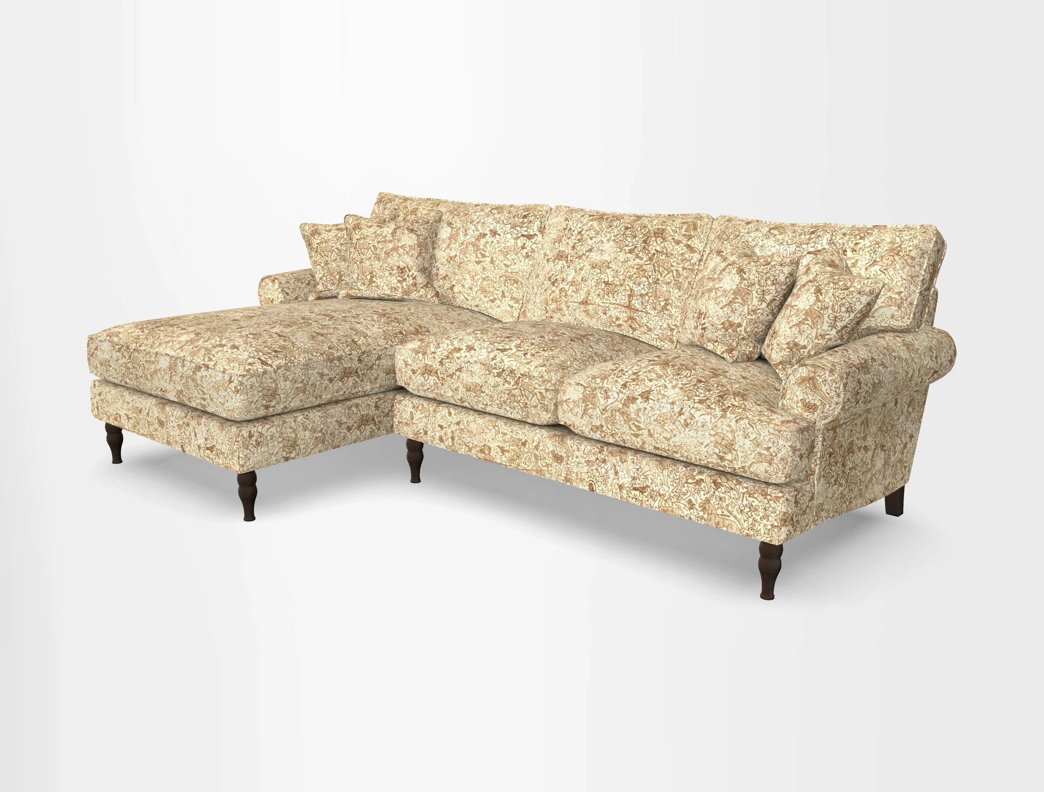 Cooksbridge chaise sofa LHF in Two Tone Plain Biscuit