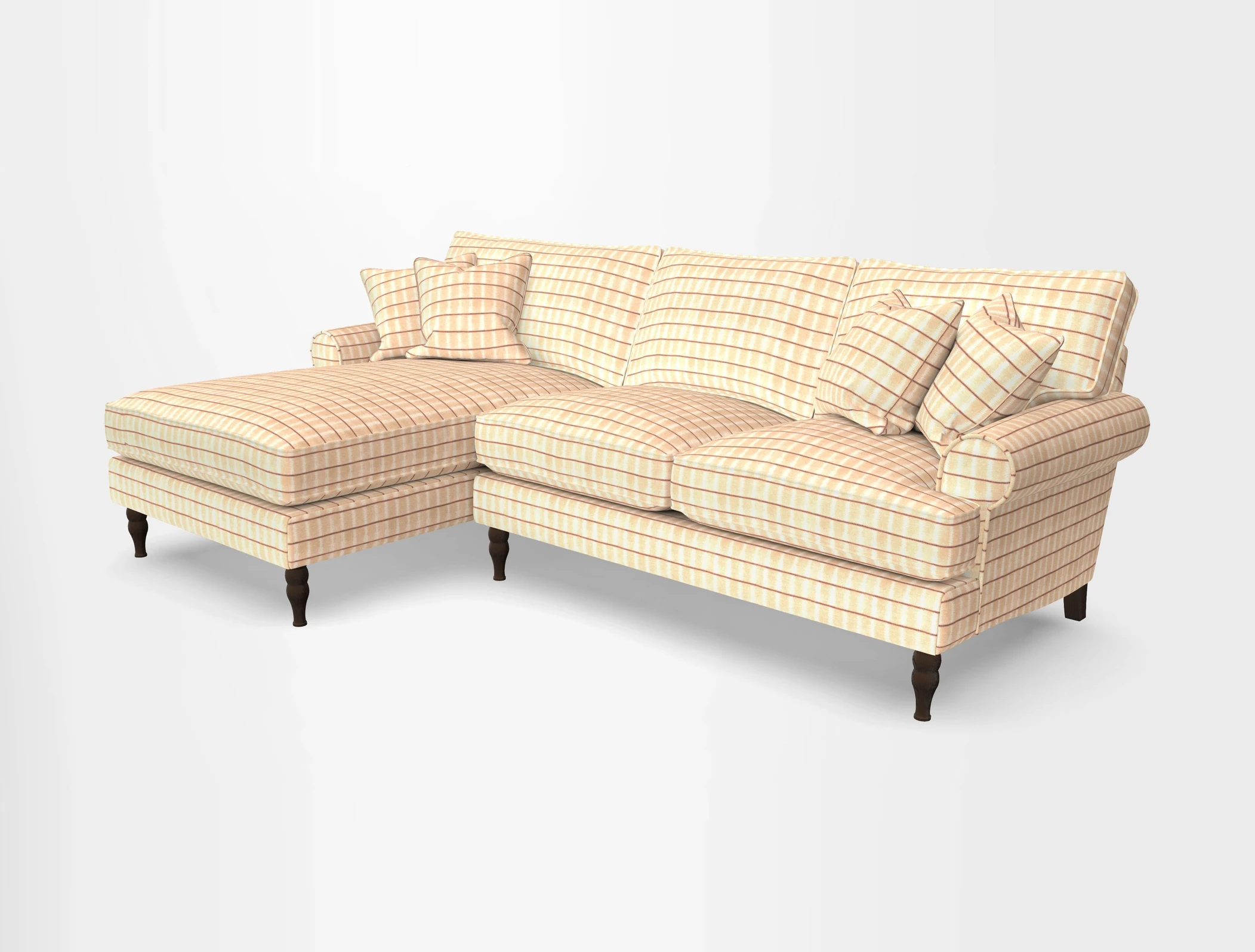Cooksbridge chaise sofa LHF in Two Tone Plain Biscuit