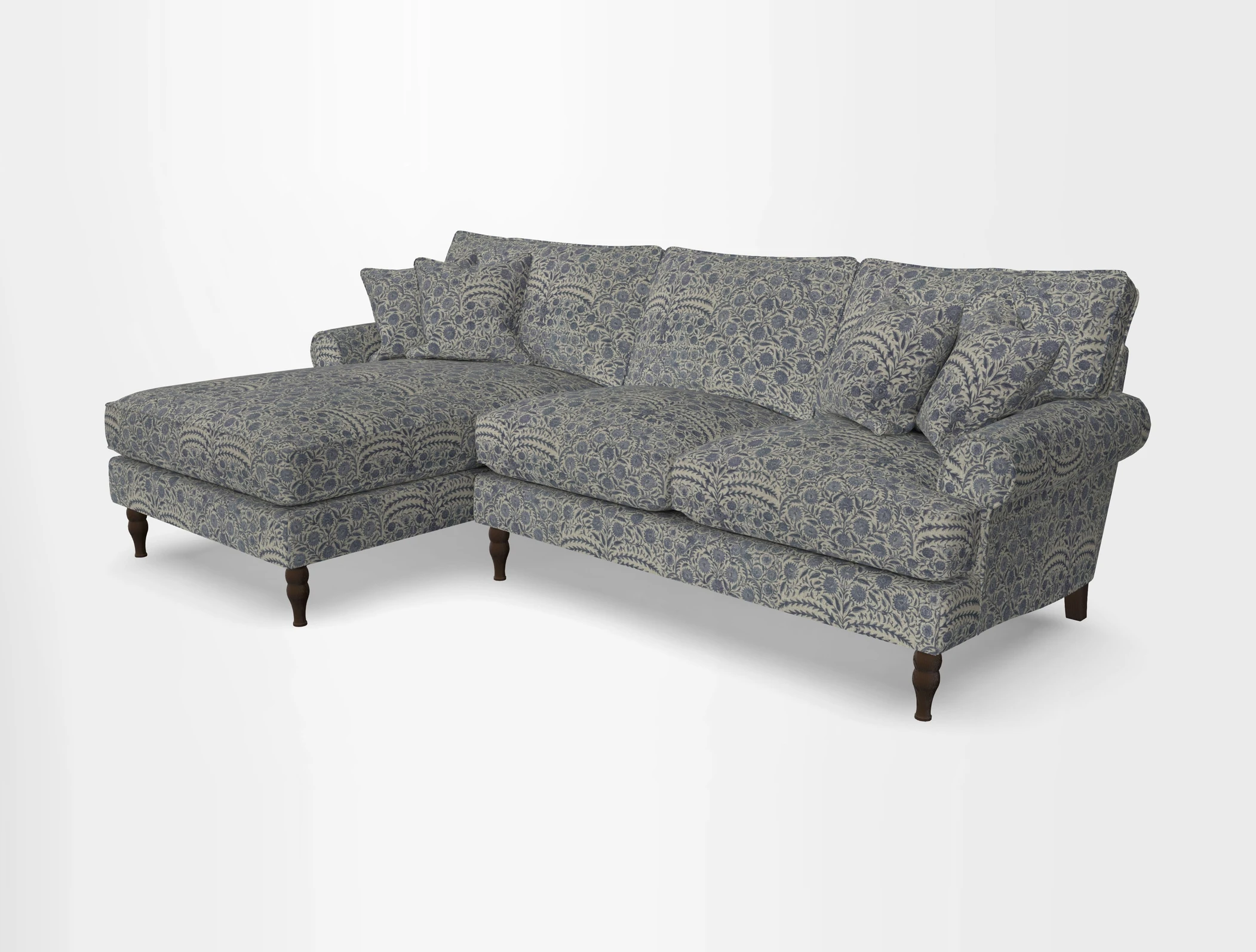 Cooksbridge chaise sofa LHF in Two Tone Plain Biscuit