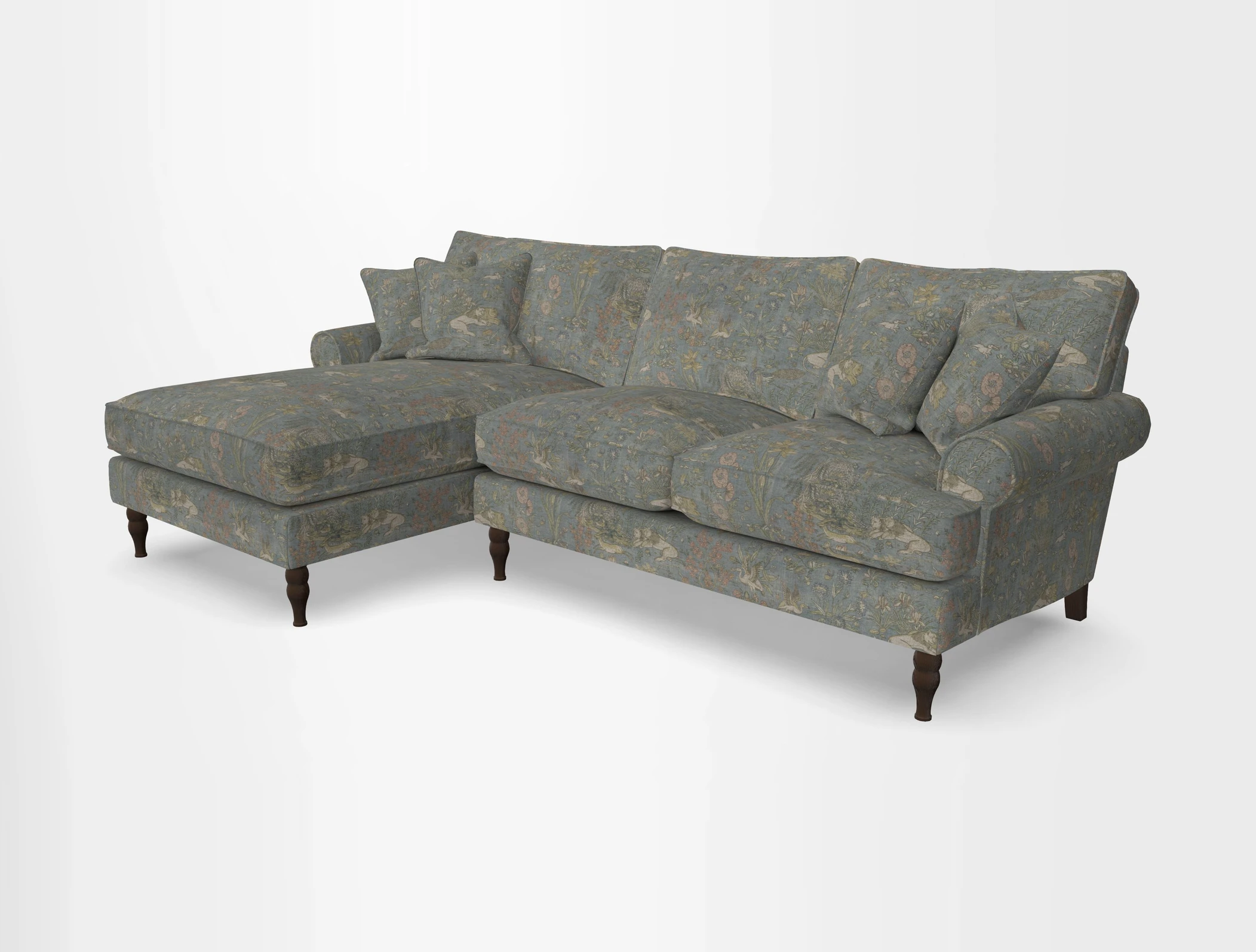 Cooksbridge chaise sofa LHF in Two Tone Plain Biscuit