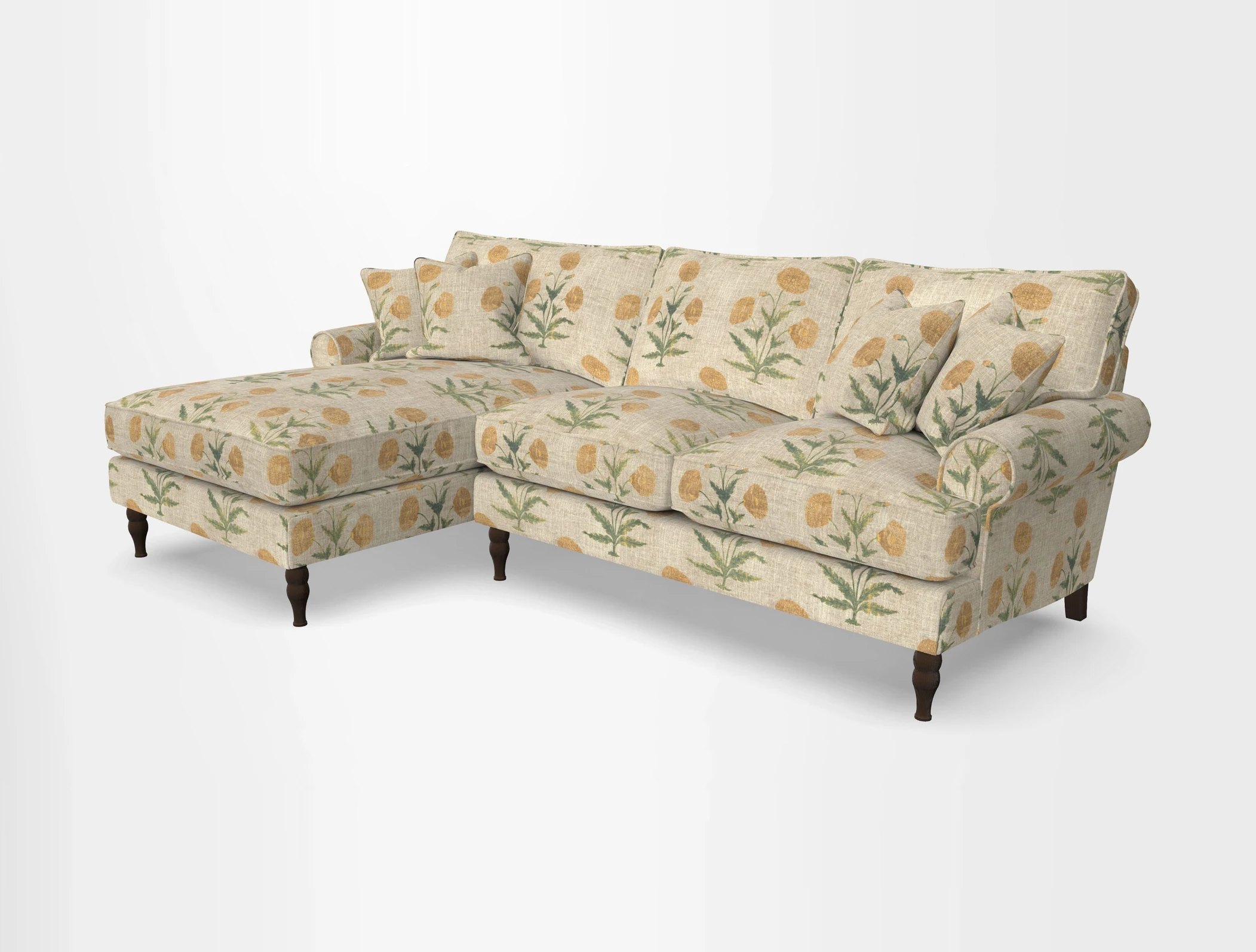 Cooksbridge chaise sofa LHF in Two Tone Plain Biscuit