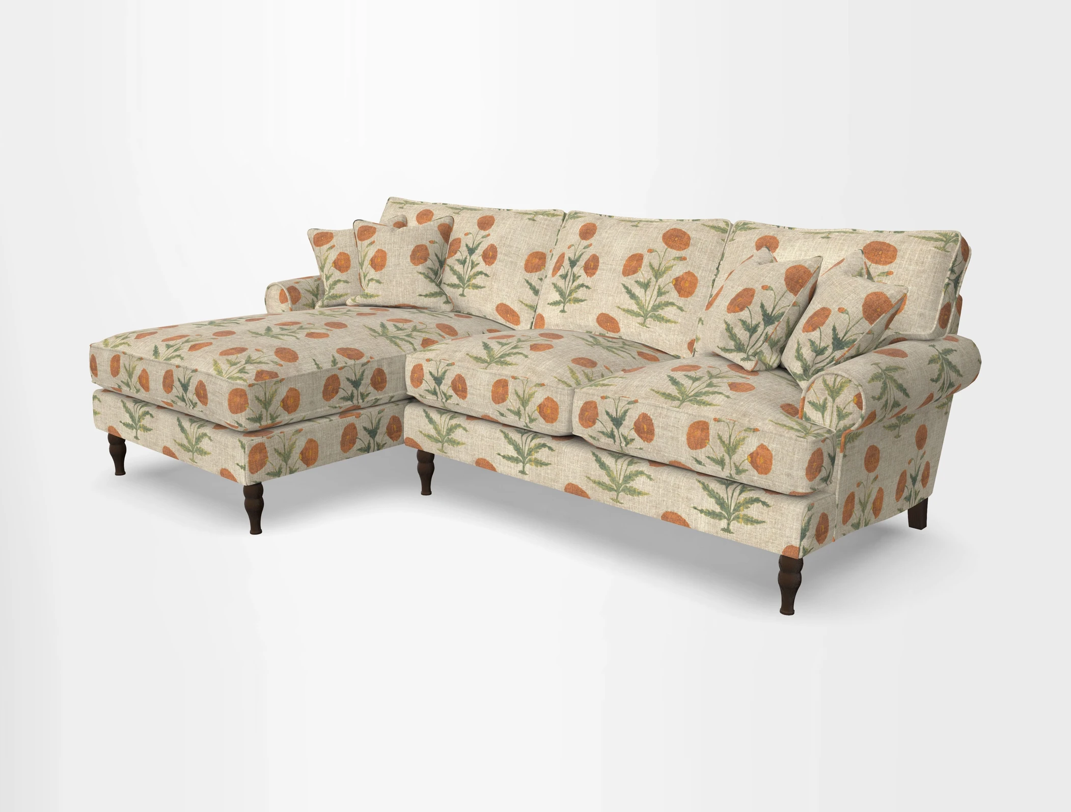 Cooksbridge chaise sofa LHF in Two Tone Plain Biscuit