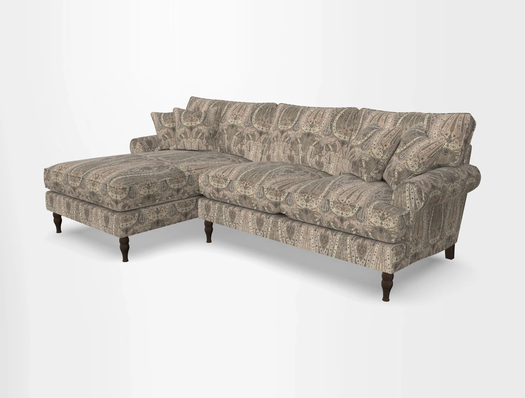 Cooksbridge chaise sofa LHF in Two Tone Plain Biscuit