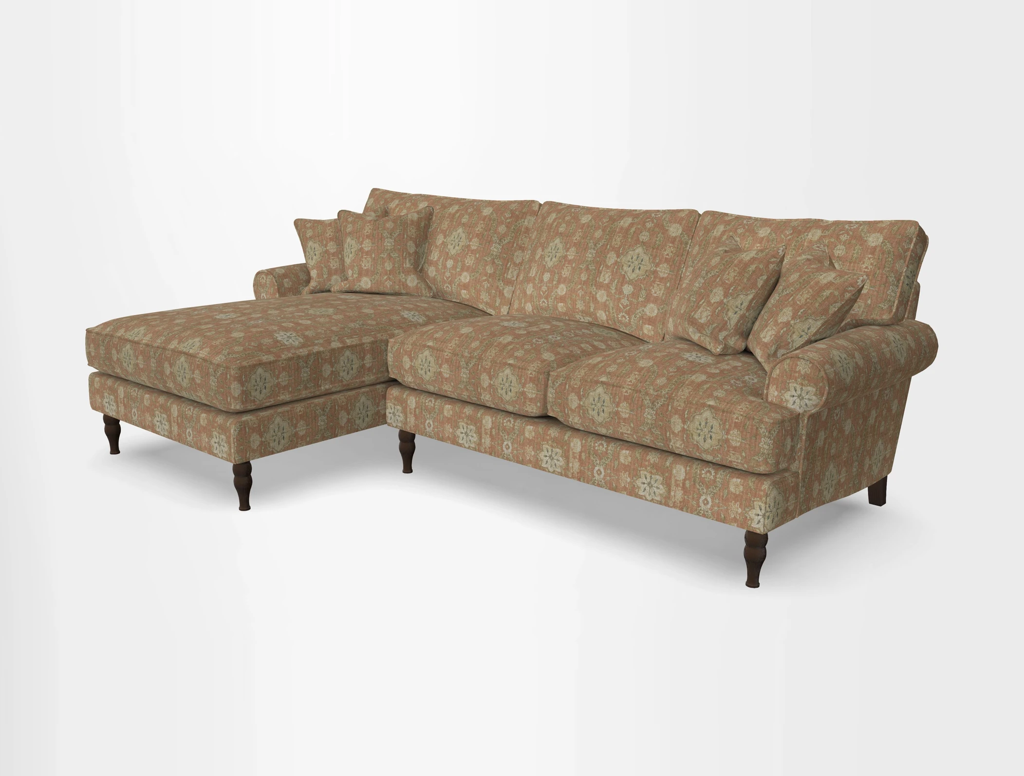 Cooksbridge chaise sofa LHF in Two Tone Plain Biscuit