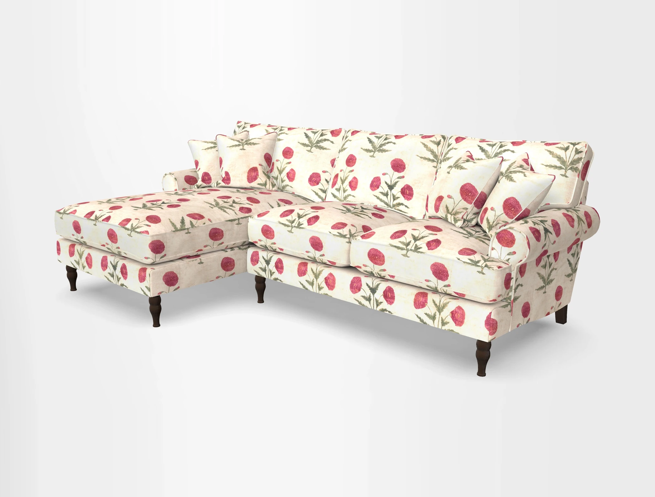 Cooksbridge chaise sofa LHF in Two Tone Plain Biscuit