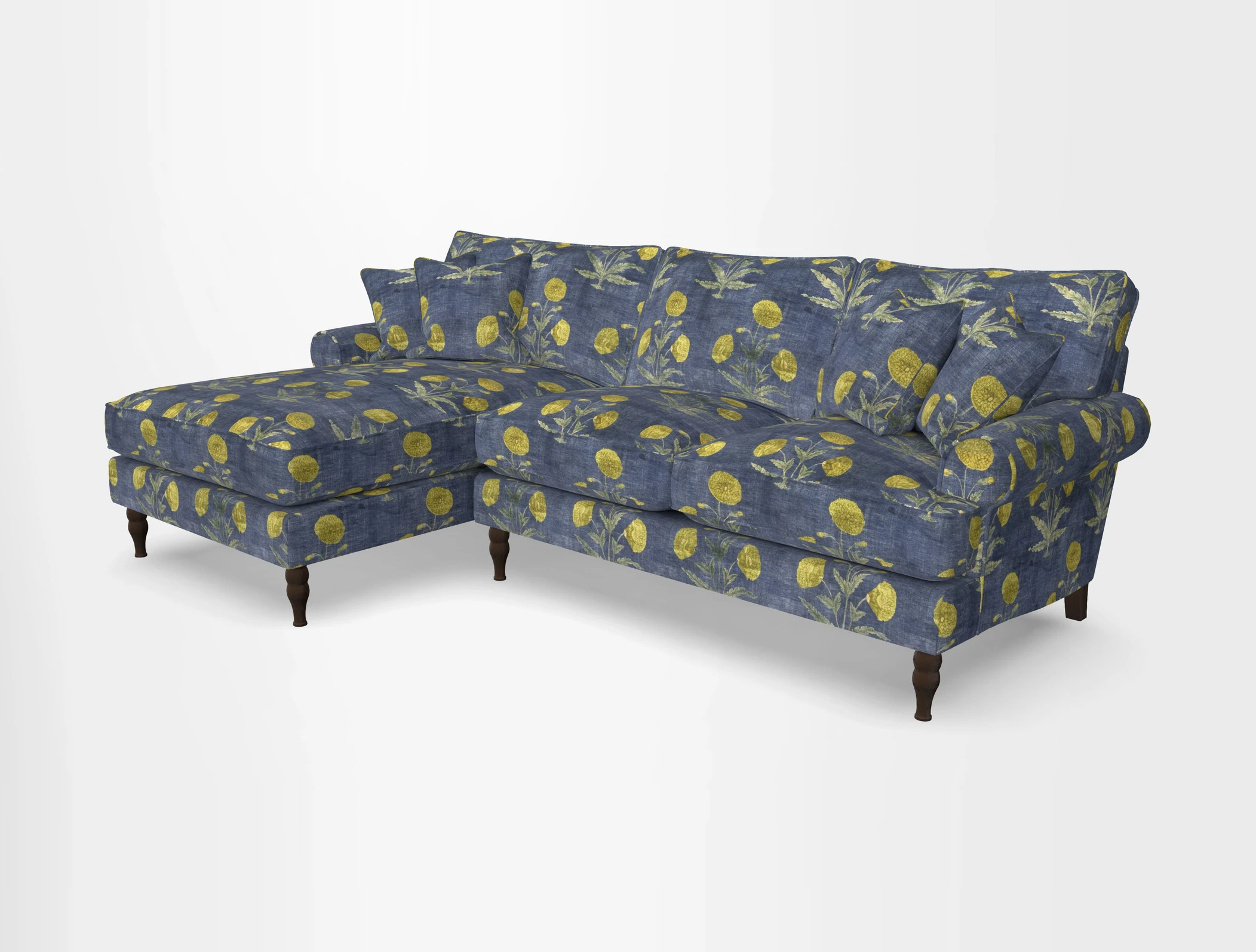 Cooksbridge chaise sofa LHF in Two Tone Plain Biscuit