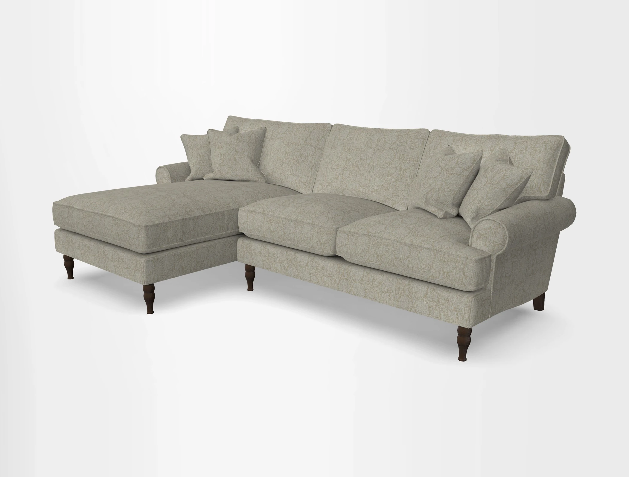 Cooksbridge chaise sofa LHF in Two Tone Plain Biscuit