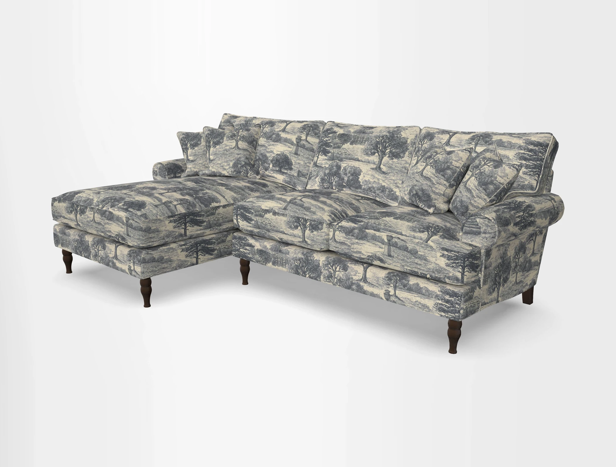 Cooksbridge chaise sofa LHF in Two Tone Plain Biscuit