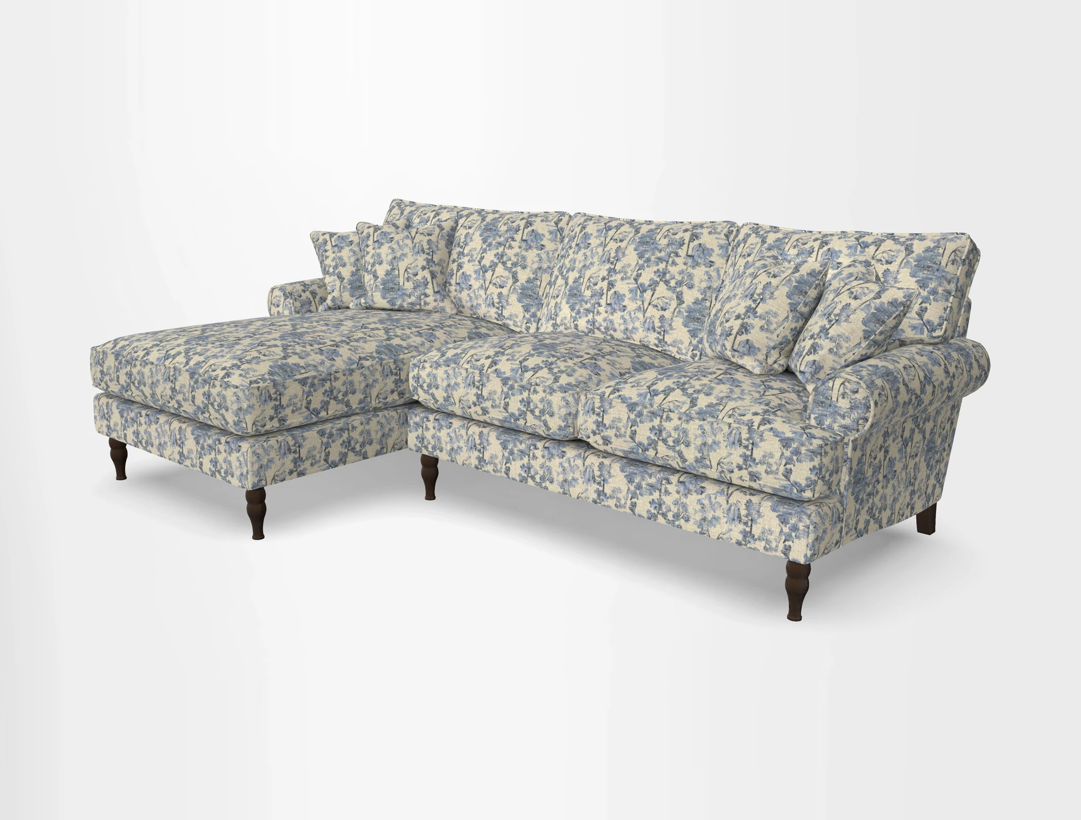 Cooksbridge chaise sofa LHF in Two Tone Plain Biscuit
