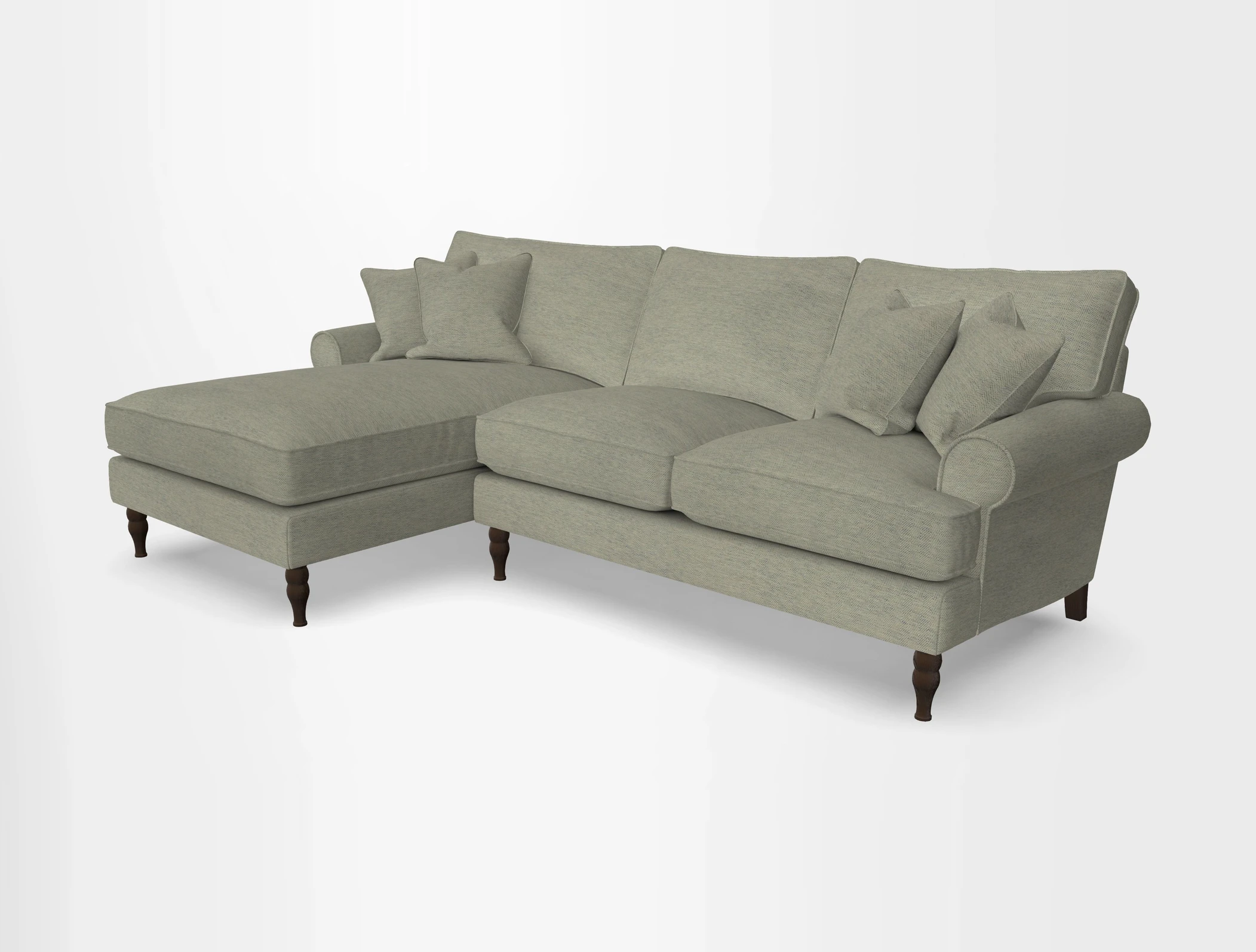 Cooksbridge chaise sofa LHF in Two Tone Plain Biscuit
