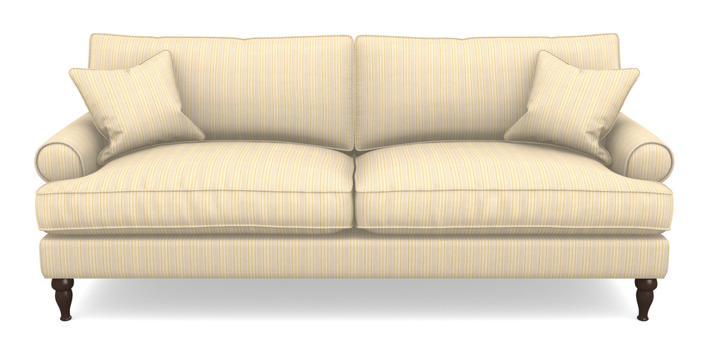 Product photograph of Cooksbridge 4 Seater Sofa In Cloth 22 - Racing Stripes Ayr - Lemon from Sofas and Stuff Limited