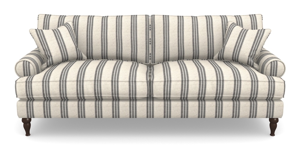 Product photograph of Cooksbridge 4 Seater Sofa In Cloth 18 Stripes - Bengal - Bible Black from Sofas and Stuff Limited