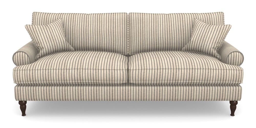 Product photograph of Cooksbridge 4 Seater Sofa In Cloth 18 Stripes - Ticking - Bible Black from Sofas and Stuff Limited