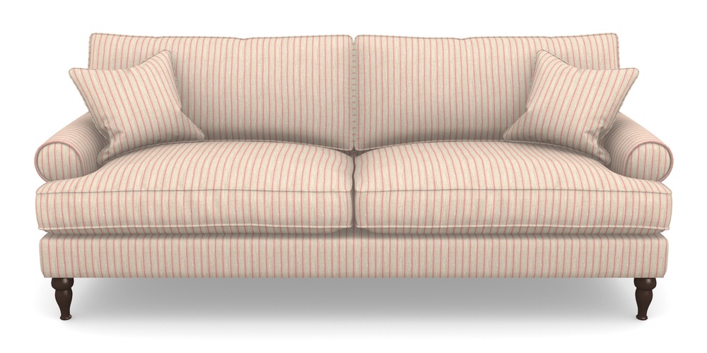 Product photograph of Cooksbridge 4 Seater Sofa In Cloth 18 Stripes - Ticking - Cranberry from Sofas and Stuff Limited