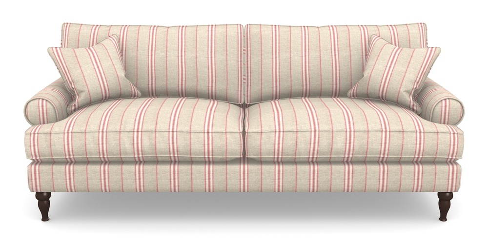 Product photograph of Cooksbridge 4 Seater Sofa In Cloth 18 Stripes - Regimental - Cranberry from Sofas and Stuff Limited