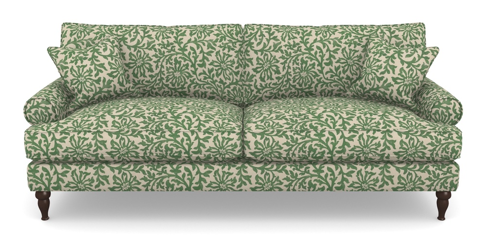 Product photograph of Cooksbridge 4 Seater Sofa In V A Brompton Collection - Floral Scroll - Basil from Sofas and Stuff Limited