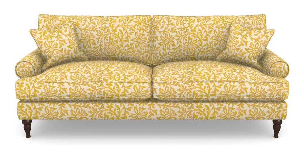 Product photograph of Cooksbridge 4 Seater Sofa In V A Brompton Collection - Floral Scroll - Corn from Sofas and Stuff Limited