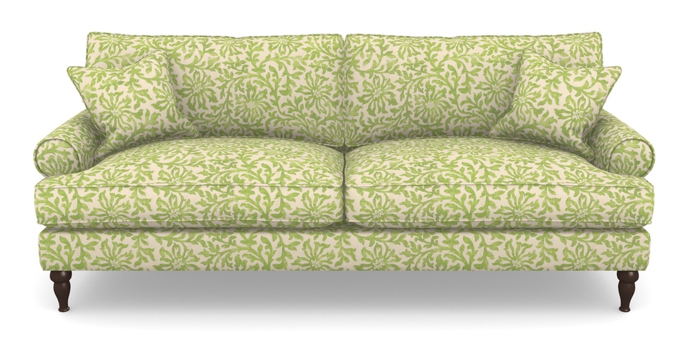 Product photograph of Cooksbridge 4 Seater Sofa In V A Brompton Collection - Floral Scroll - Lime from Sofas and Stuff Limited