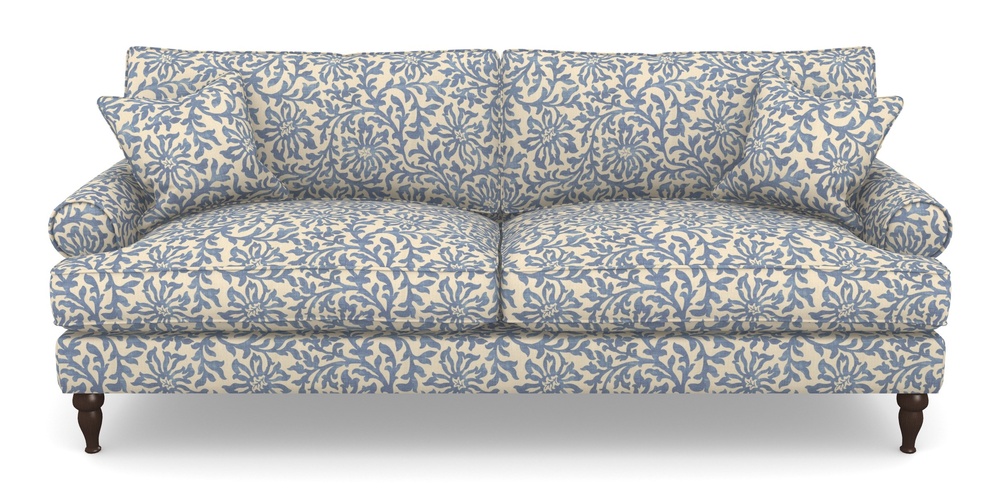 Product photograph of Cooksbridge 4 Seater Sofa In V A Brompton Collection - Floral Scroll - Morning Blue from Sofas and Stuff Limited