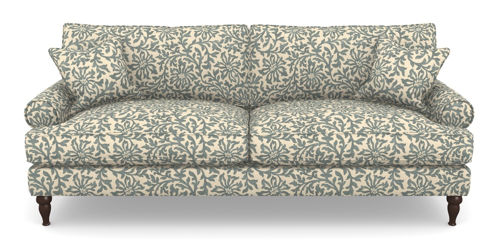 Product photograph of Cooksbridge 4 Seater Sofa In V A Brompton Collection - Floral Scroll - Pebble from Sofas and Stuff Limited