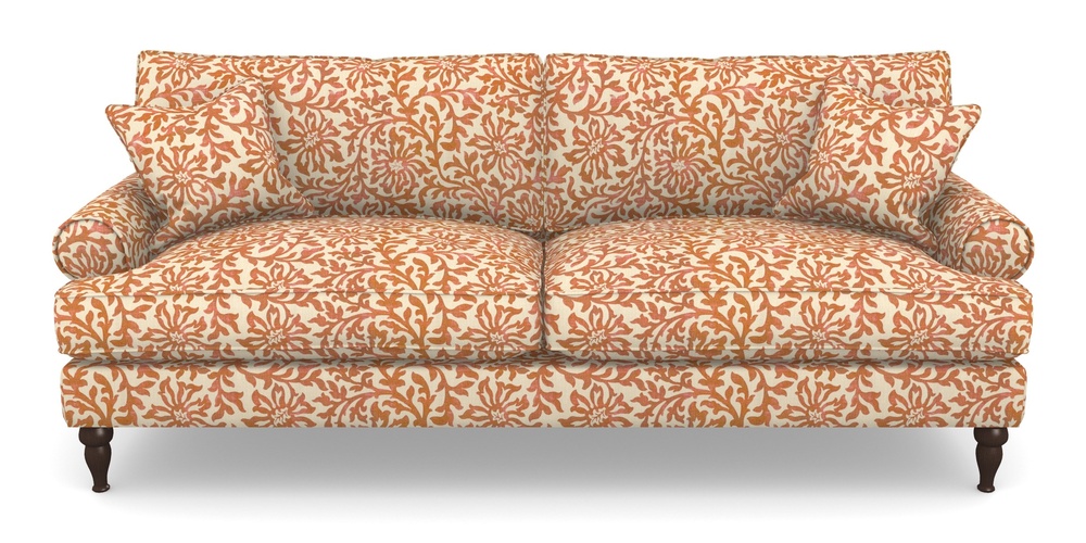 Product photograph of Cooksbridge 4 Seater Sofa In V A Brompton Collection - Floral Scroll - Terracotta from Sofas and Stuff Limited