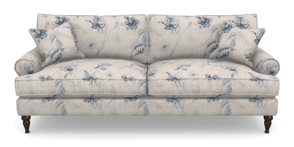 Product photograph of Cooksbridge 4 Seater Sofa In Floral Linen - Lela Mystery Indigo from Sofas and Stuff Limited