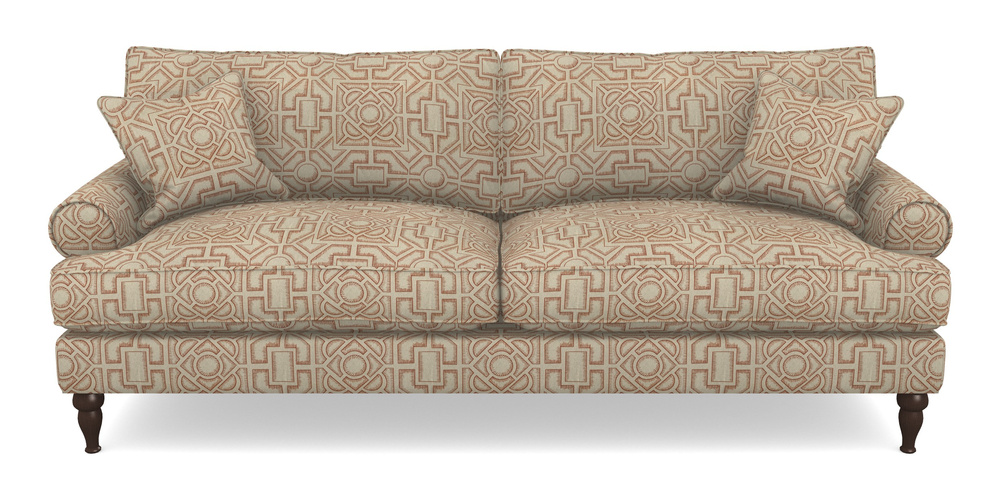 Product photograph of Cooksbridge 4 Seater Sofa In Rhs Collection - Large Knot Garden Linen - Terracotta from Sofas and Stuff Limited