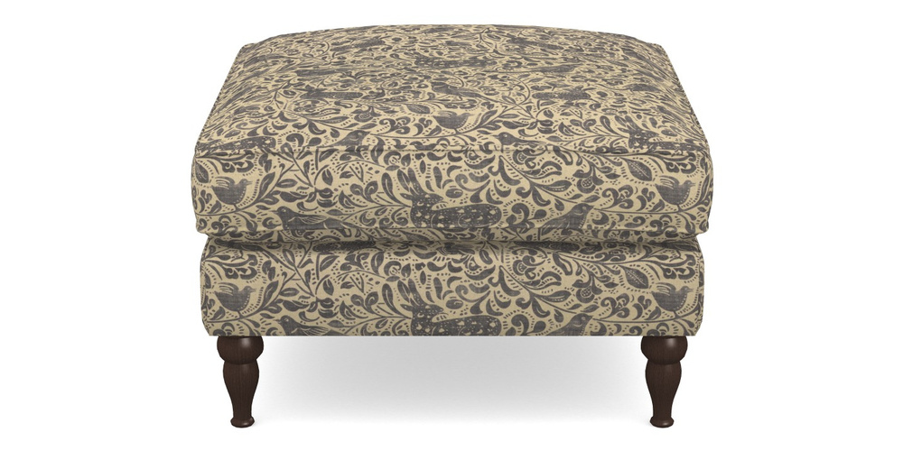 Product photograph of Cooksbridge Footstool In V A Drawn From Nature - Bird And Rabbit - Navy from Sofas and Stuff Limited