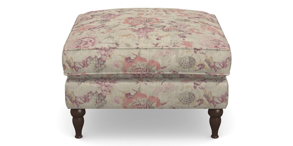 Product photograph of Cooksbridge Footstool In Floral Linen - Faith Antique Sangria from Sofas and Stuff Limited