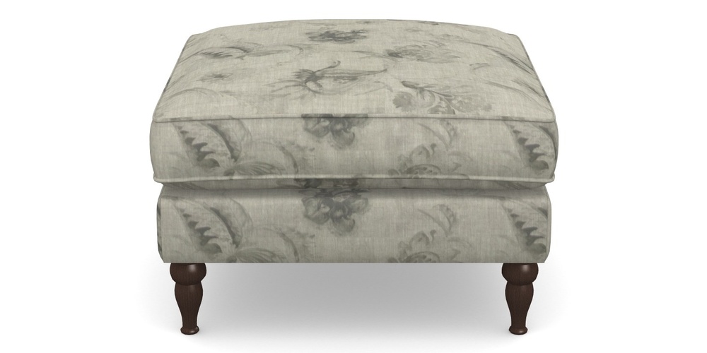 Product photograph of Cooksbridge Footstool In Floral Linen - Lela Mystery Oat Sepia from Sofas and Stuff Limited