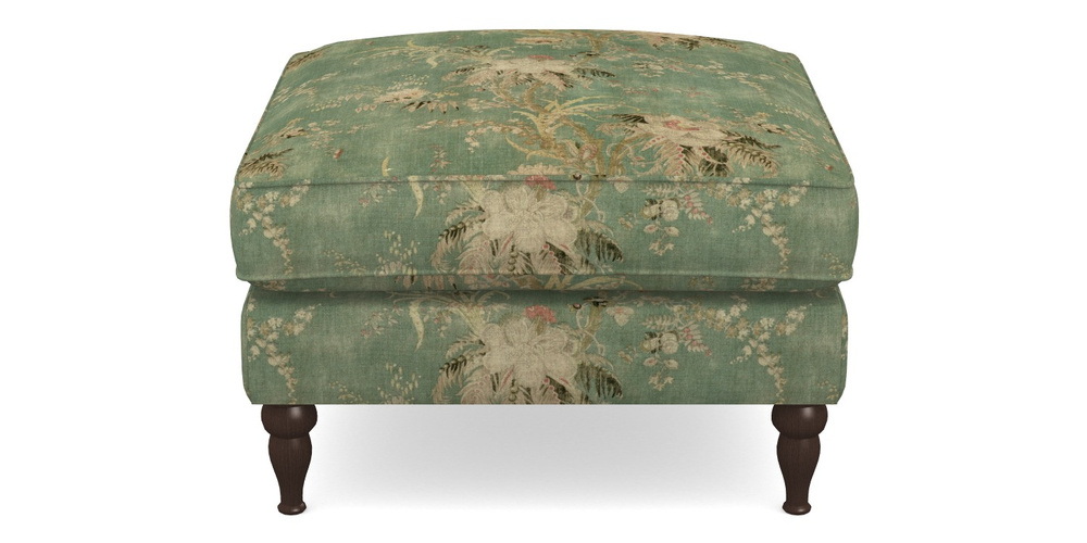 Product photograph of Cooksbridge Footstool In Floral Linen - Zefferino Emerald from Sofas and Stuff Limited