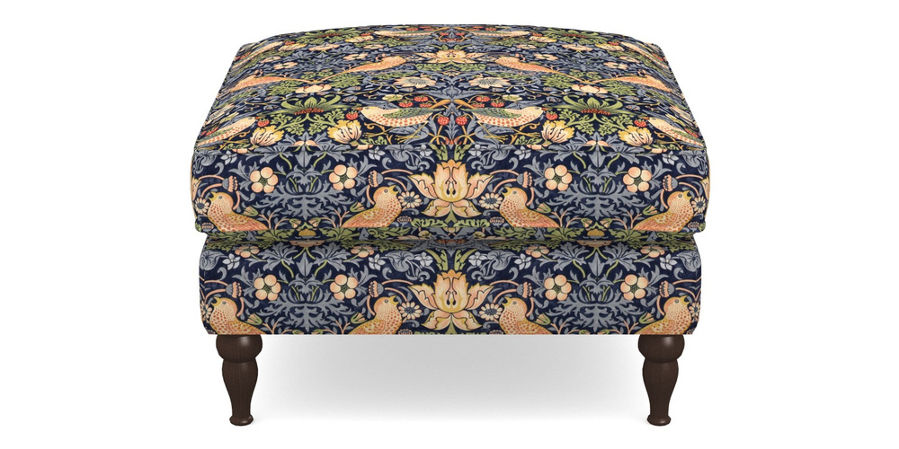 Product photograph of Cooksbridge Footstool In William Morris Collection - Strawberry Thief - Indigo Mineral from Sofas and Stuff Limited