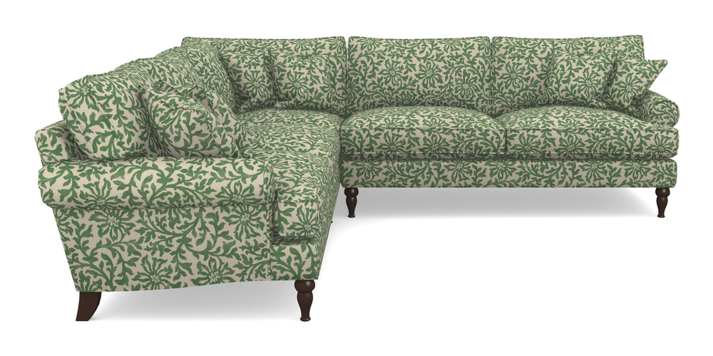 Product photograph of Cooksbridge Corner Sofa Rhf In V A Brompton Collection - Floral Scroll - Basil from Sofas and Stuff Limited