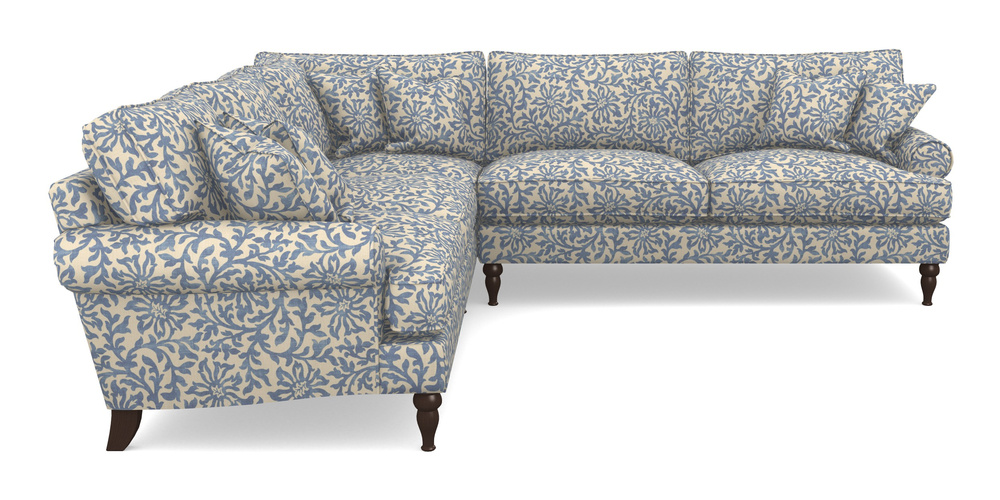 Product photograph of Cooksbridge Corner Sofa Rhf In V A Brompton Collection - Floral Scroll - Morning Blue from Sofas and Stuff Limited