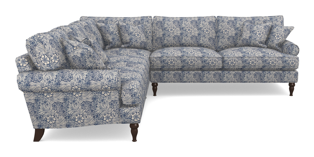 Product photograph of Cooksbridge Corner Sofa Rhf In William Morris Collection - Marigold - Indigo Linen from Sofas and Stuff Limited