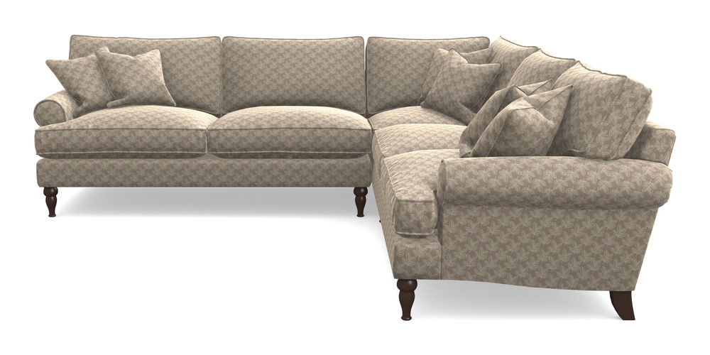 Product photograph of Cooksbridge Corner Sofa Lhf In Cloth 21 - Decorative Leaf - Beech from Sofas and Stuff Limited