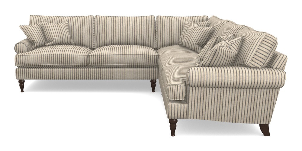 Product photograph of Cooksbridge Corner Sofa Lhf In Cloth 18 Stripes - Ticking - Bible Black from Sofas and Stuff Limited