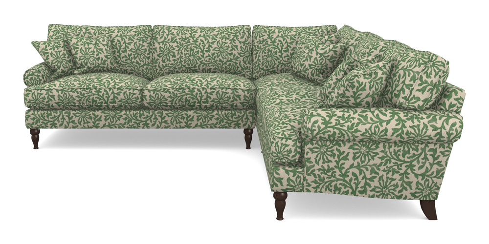 Product photograph of Cooksbridge Corner Sofa Lhf In V A Brompton Collection - Floral Scroll - Basil from Sofas and Stuff Limited