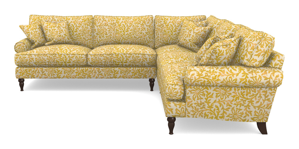 Product photograph of Cooksbridge Corner Sofa Lhf In V A Brompton Collection - Floral Scroll - Corn from Sofas and Stuff Limited