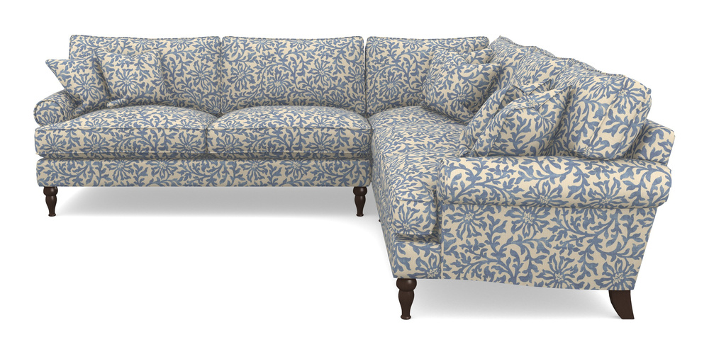 Product photograph of Cooksbridge Corner Sofa Lhf In V A Brompton Collection - Floral Scroll - Morning Blue from Sofas and Stuff Limited