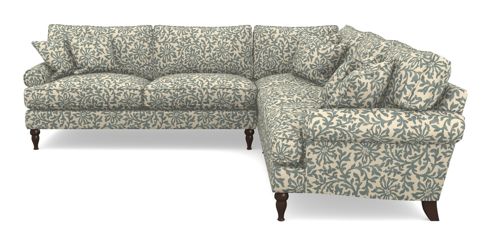 Product photograph of Cooksbridge Corner Sofa Lhf In V A Brompton Collection - Floral Scroll - Pebble from Sofas and Stuff Limited