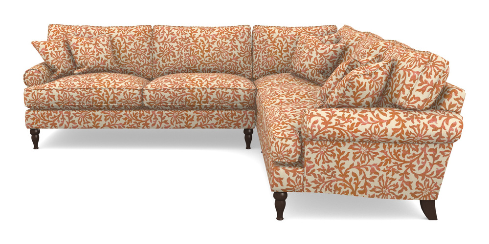 Product photograph of Cooksbridge Corner Sofa Lhf In V A Brompton Collection - Floral Scroll - Terracotta from Sofas and Stuff Limited