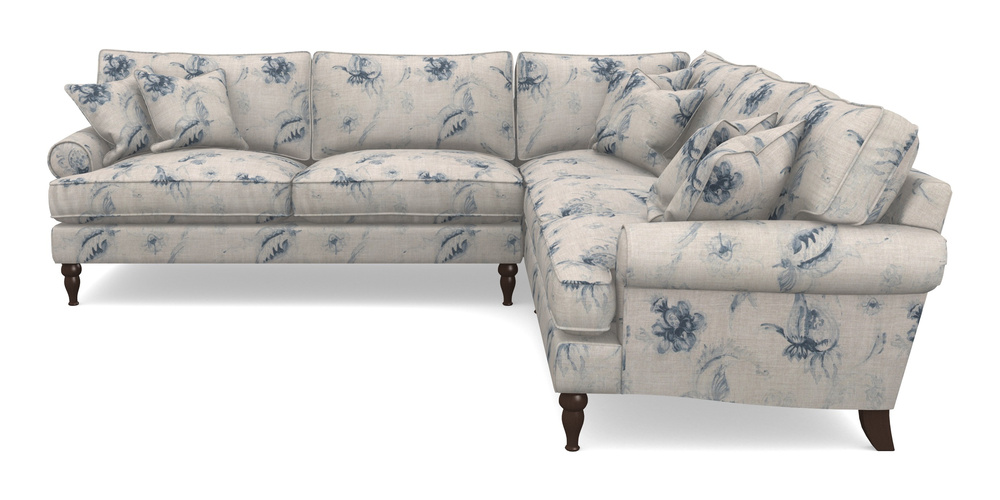 Product photograph of Cooksbridge Corner Sofa Lhf In Floral Linen - Lela Mystery Indigo from Sofas and Stuff Limited